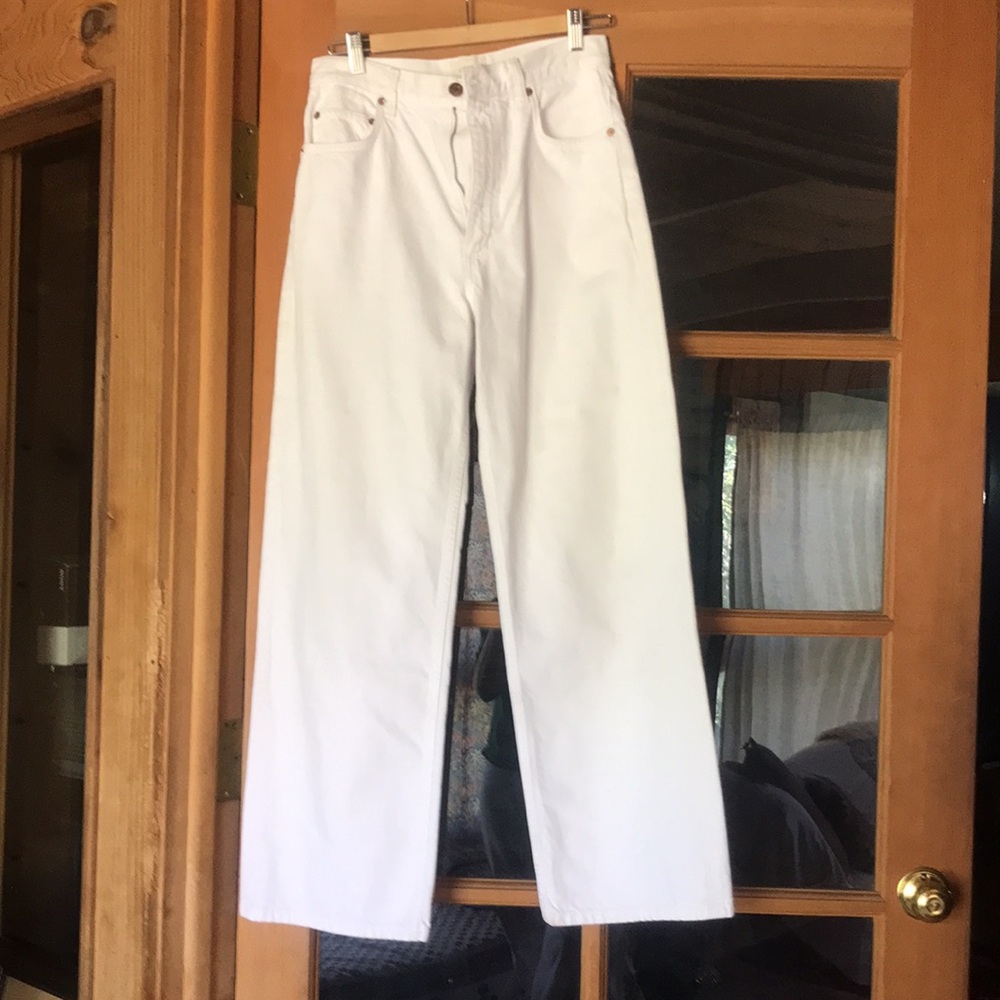 Doen 100% Organic Cotton White Denim Straight Leg Jeans Size 27